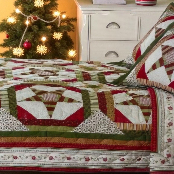 Better Homes & Garden Christmas Bed In A Bag Queen Full Quilt Shams Star Holiday - Picture 1 of 11